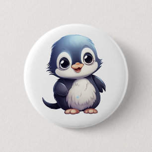 Bóton Redondo 5.08cm Ilustração de pinguim de desenho animado