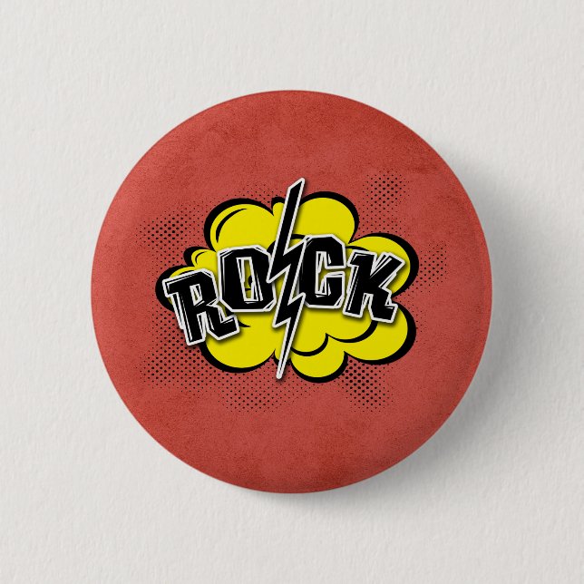 Bóton Redondo 5.08cm Ilustração de rock estilo cômico (Frente)