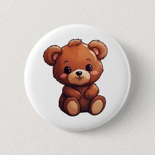 Bóton Redondo 5.08cm Ilustração do urso de desenho animado