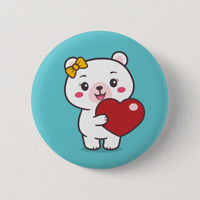 Bóton Redondo 5.08cm Ilustração do Urso de Teddy (Frente)