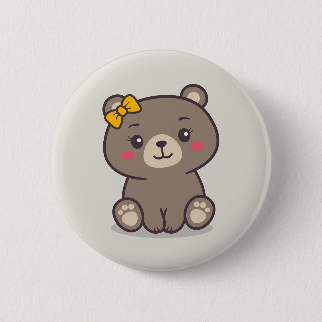 Bóton Redondo 5.08cm Ilustração do Urso de Teddy (Frente)
