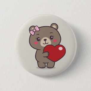 Bóton Redondo 5.08cm Ilustração do Urso de Teddy