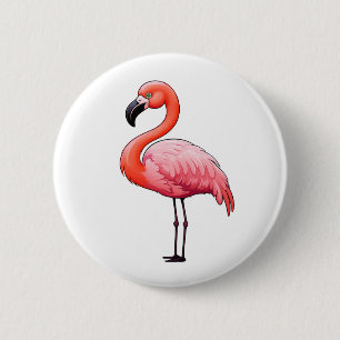 Bóton Redondo 5.08cm Ilustração flamingo de desenho animado