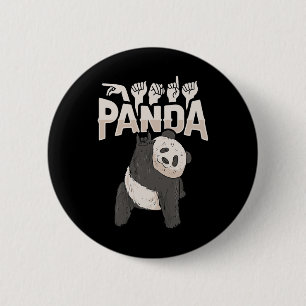 Bóton Redondo 5.08cm Ily Panda Gestos de Mão em ASL Conscientização sob