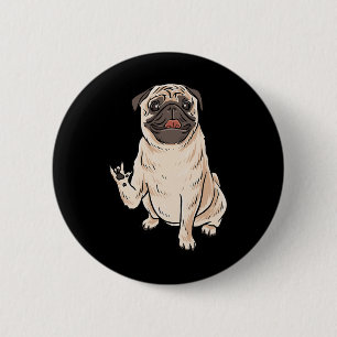 Bóton Redondo 5.08cm Ily Pug Cachorro Sinal Gestual Asl Surdo Perda Aud