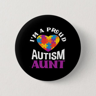 Bóton Redondo 5.08cm I'm A Proud Autism Aunt Puzzle Heart Autism Awaren