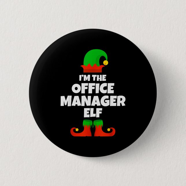 Bóton Redondo 5.08cm I'm The Office Manager Elf Family Pajama Christmas (Frente)
