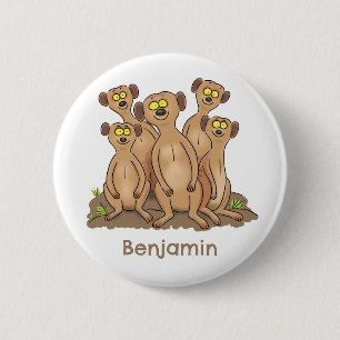 Bóton Redondo 5.08cm Imagem animada da família Meerkat