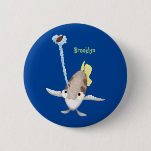 Bóton Redondo 5.08cm Imagem de desenho animado de Arquerfish em Cute 