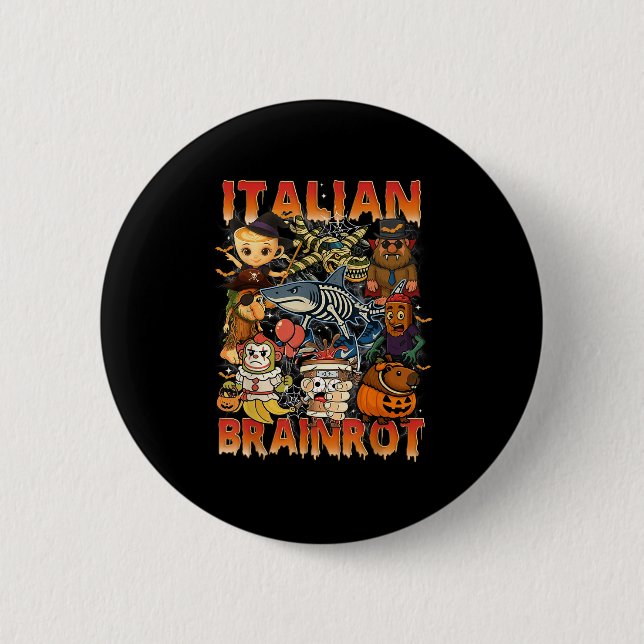 Bóton Redondo 5.08cm Imagem do Brainrot Italiano Halloween C (Frente)