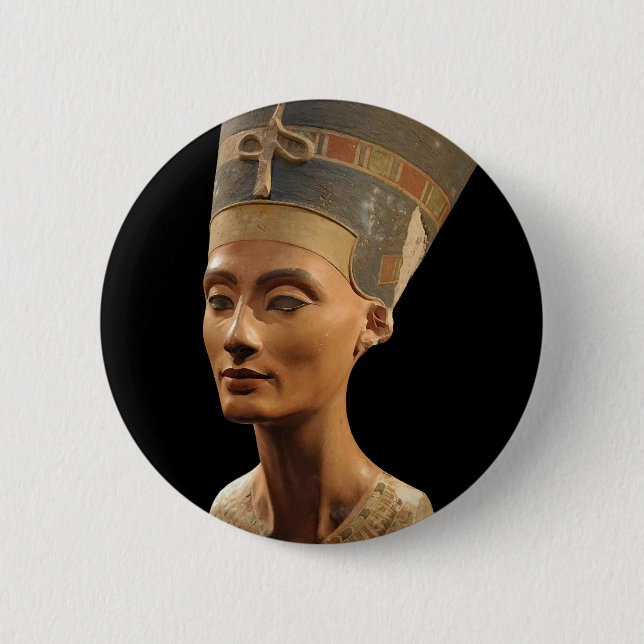 Bóton Redondo 5.08cm Imagem do busto de Nefertiti no museu de Neues (Frente)