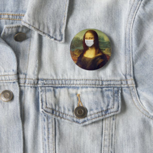 Bóton Redondo 5.08cm Imagem elegante da Mona Lisa Covid 19
