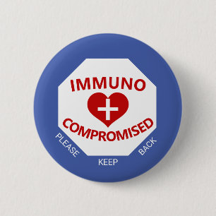 Bóton Redondo 5.08cm Immunocompromised - Keep Back Blue & Red Button