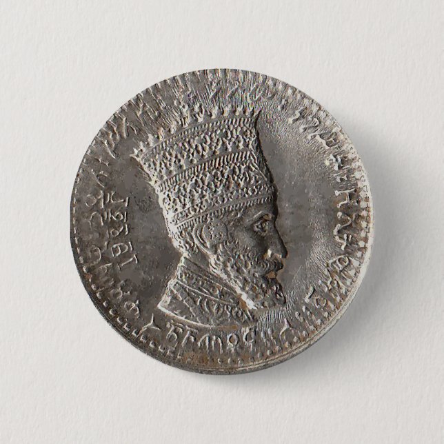 Bóton Redondo 5.08cm Imperador Selassie I Pin (Frente)