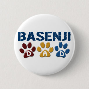 Bóton Redondo 5.08cm Impressão da pata do PAI de BASENJI