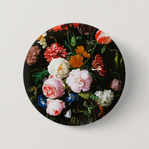 Bóton Redondo 5.08cm Impressão de Arte Botânica Floral Escura e Mal-hum