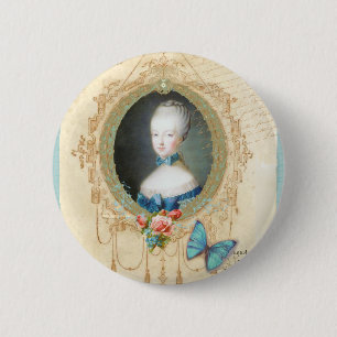 Bóton Redondo 5.08cm Impressão de Arte da Borboleta Marie Antonette