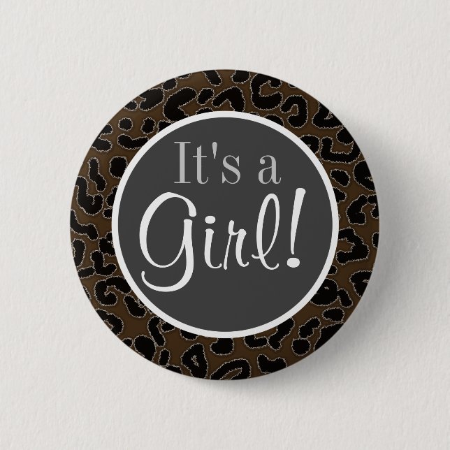 Bóton Redondo 5.08cm Impressão de Leopardo Castanho Escuro (Frente)