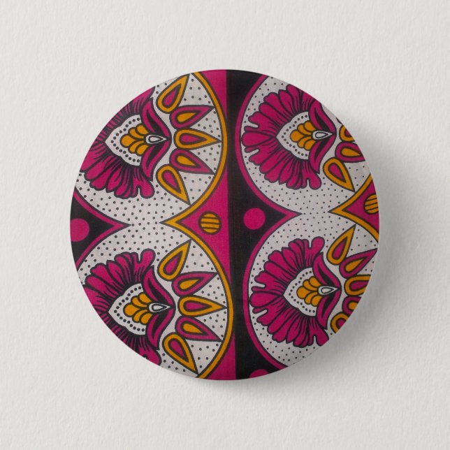 Bóton Redondo 5.08cm Impressão de Tecido de Motif Art,  Africano Colori (Frente)