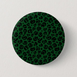 Bóton Redondo 5.08cm Impressão do Leopardo Preto Verde Escuro