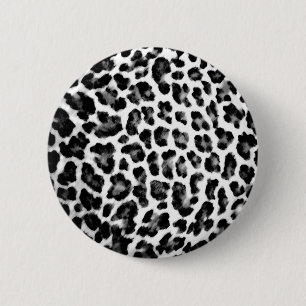 Bóton Redondo 5.08cm Impressão preto & branco do leopardo