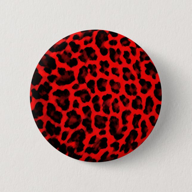 Bóton Redondo 5.08cm Impressão vermelho do leopardo (Frente)