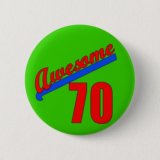Bóton Redondo 5.08cm Impressionante em 70 anos de aniversário velho do (Frente)