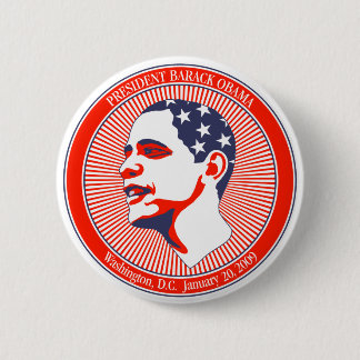 Bóton Redondo 5.08cm Inauguração de Obama em branco e azul vermelhos