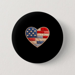 Bóton Redondo 5.08cm Independência patriótica bandeira americana coraçã