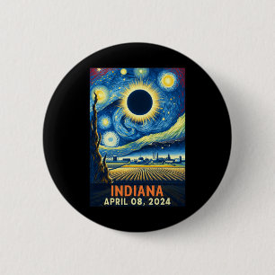 Bóton Redondo 5.08cm Indiana Total Solar Eclipse 2024 Starry Night Van