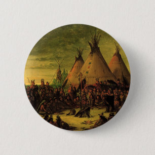 Bóton Redondo 5.08cm Índios Vintage, Conselho de Guerra Sioux por Catli