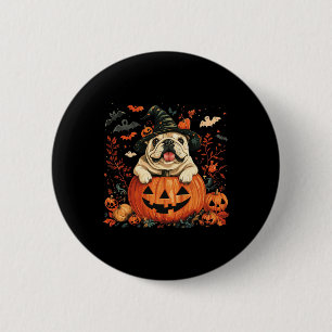 Bóton Redondo 5.08cm Inglês Bulldog Pumpkin Halloween Homens de Ação de
