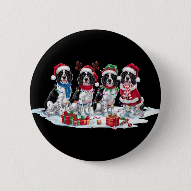 Bóton Redondo 5.08cm Inglês Springer Spaniel Santa que chora elf Chr (Frente)