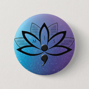 Bóton Redondo 5.08cm Iniciais de Semicolon de Flor de Sensibilização