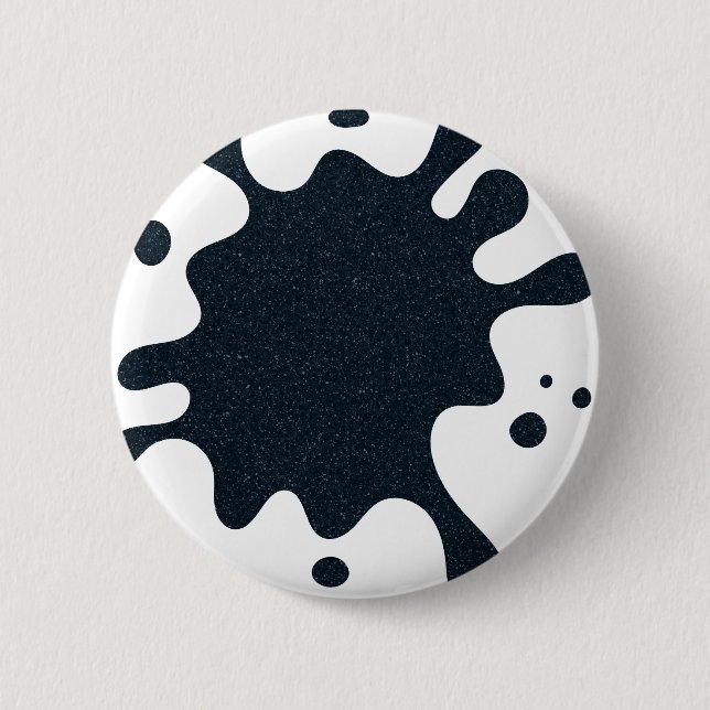 Bóton Redondo 5.08cm Ink Splash White & Charcoal Button – Customizable (Frente)