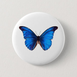 Bóton Redondo 5.08cm Insetos Da Borboleta Animal Natureza Morpho Azul