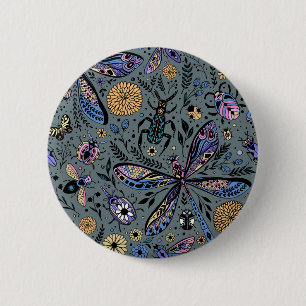 Bóton Redondo 5.08cm Insetos de porta em cinzas de slater