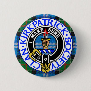 Bóton Redondo 5.08cm Insígnia da Sociedade do Clã Kirkpatrick com tartã