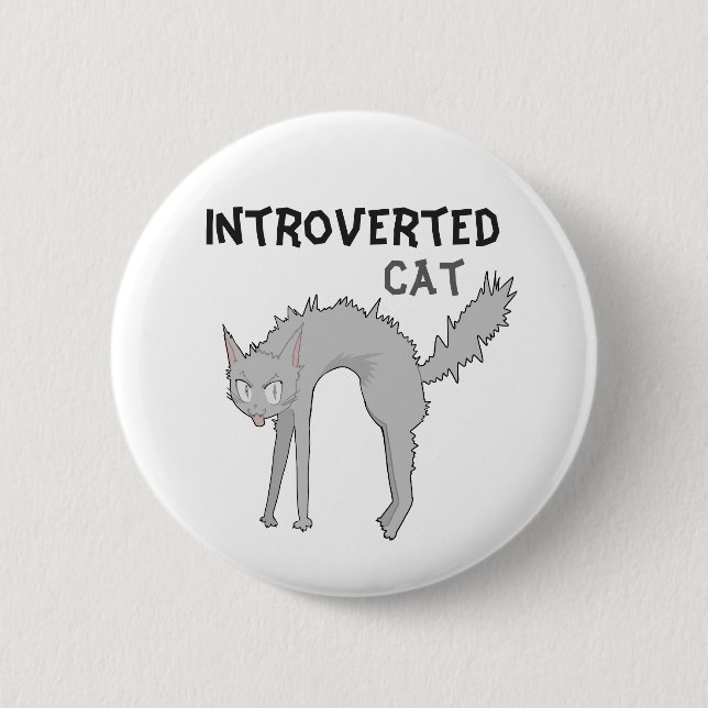 Bóton Redondo 5.08cm Insígnia de gato introvertido engraçado | presente (Frente)