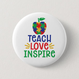 Bóton Redondo 5.08cm Inspiração do amor do Ensino Autismo Apple