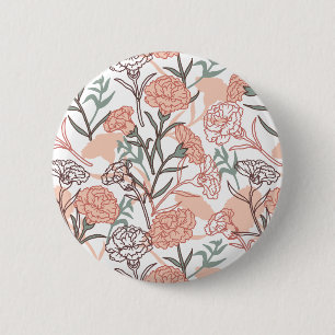 Bóton Redondo 5.08cm Inspirado na Natureza Floral: Padrão de Flor de Cr