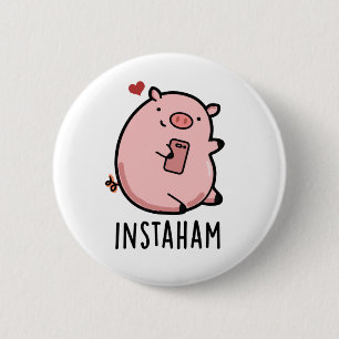 Bóton Redondo 5.08cm Instaham Cute Social Media Pig Pun