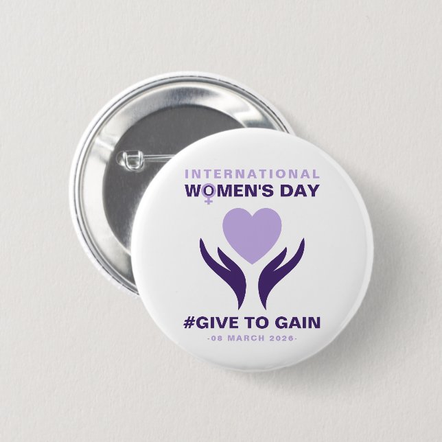 Bóton Redondo 5.08cm International Women's Day Give To Gain 2026 (Frente & Verso)