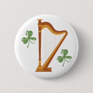Bóton Redondo 5.08cm Irish Shamrock Harp Button