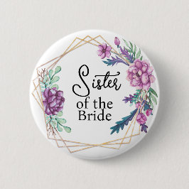 Bóton Redondo 5.08cm Irmã da Noiva Roxo Floral Casamento