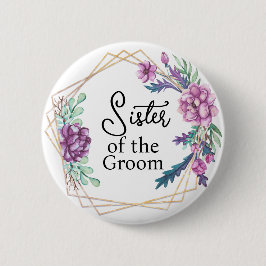 Bóton Redondo 5.08cm Irmã do Noivo Floral Roxo Casamento