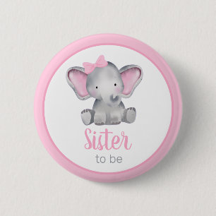 Bóton Redondo 5.08cm Irmã Para Ser Uma Menina De Elefante Rosa