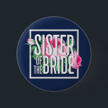 Bóton Redondo 5.08cm Irmã Rosa Floral Rosa Vintage da Noiva<br><div class="desc">Rosa de colheita e design floral cor-de-rosa para festa de noivado, janto de ensaio, chá de panela ou festa de solteira. Bela mercadoria de casamento de flores quicas para a noiva, sua família e amigos. Perfeito para uma noite divertida com a noiva, a madrinha de casamento, a dama de honra,...</div>