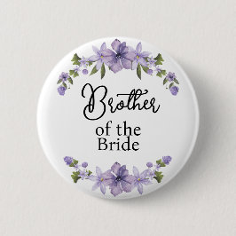Bóton Redondo 5.08cm Irmão da Noiva Roxo Floral Casamento