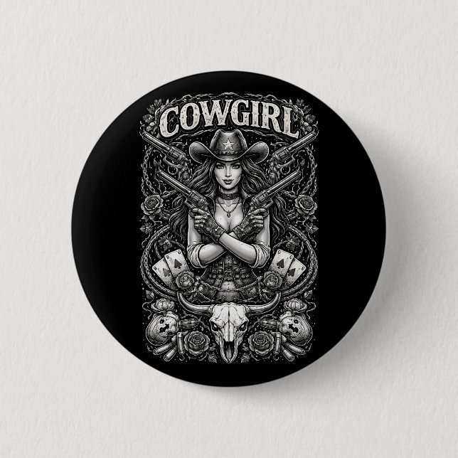 Bóton Redondo 5.08cm Iron Cowgirl (Frente)